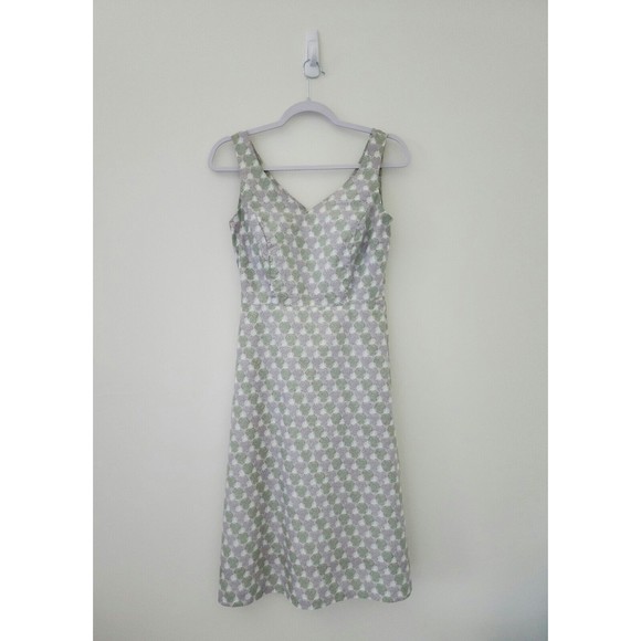 Boden Womens Cotton V-Neck Sleeveless A-Line Dress Purple Green Vacation Size 2 - Picture 2 of 8